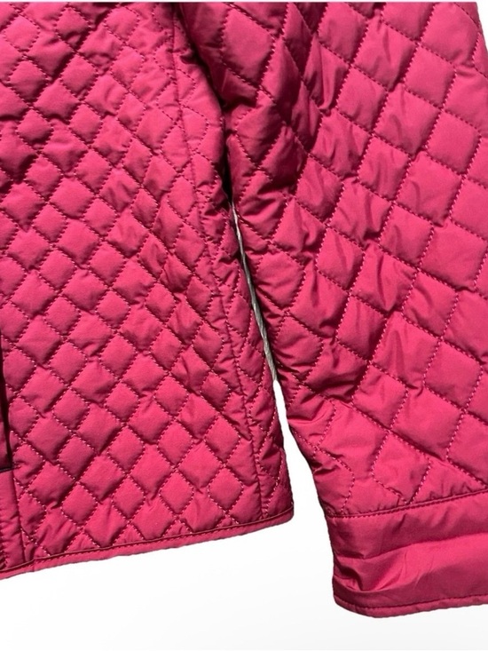 Women’s Lands End Quilted Pink Button Down Puffer Jacket Size Large (14/16) - Picture 2 of 4